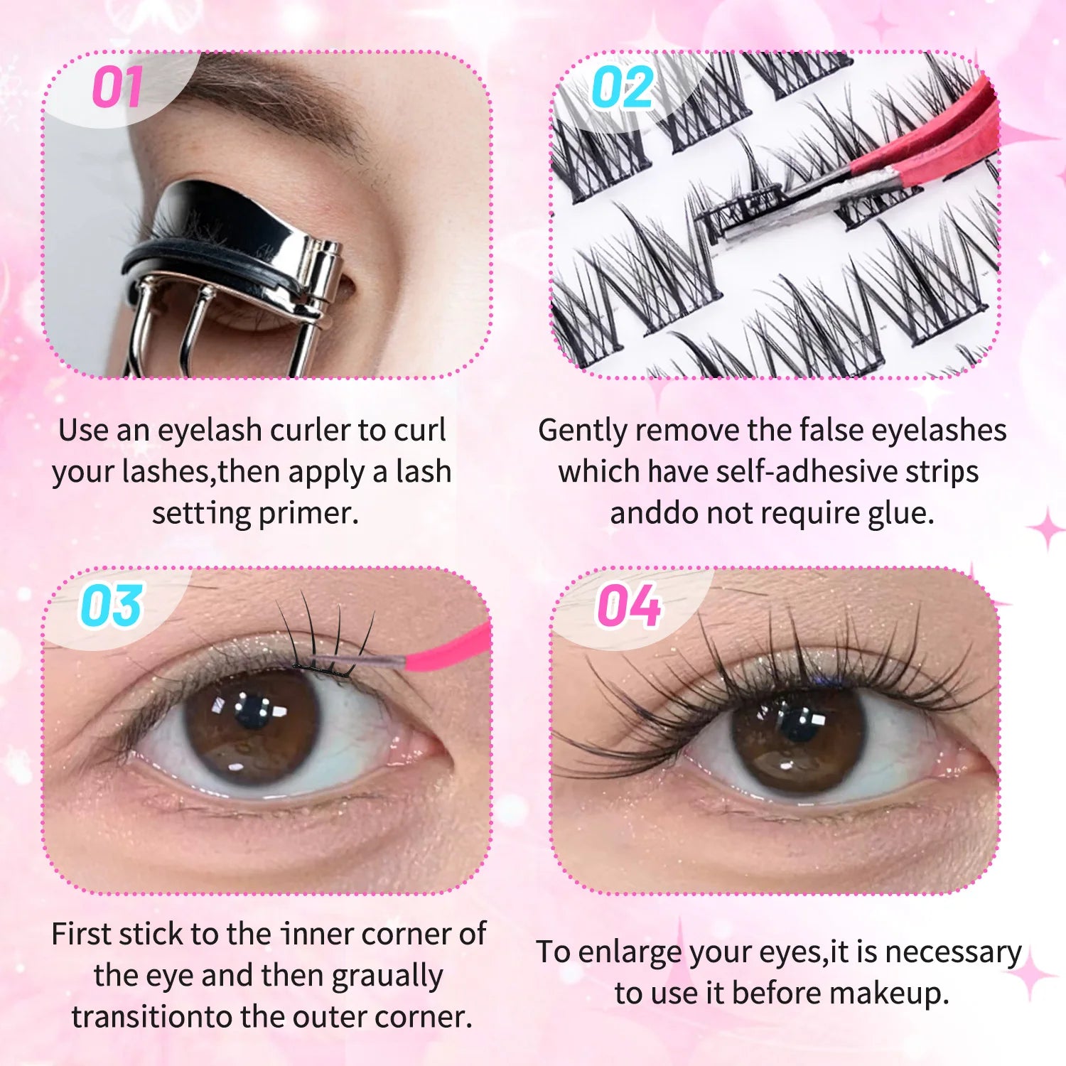 【K-pop 2.0 Style】Self-Adhesive False Eyelashes - No Glue Needed, Easy to Wear in Seconds, Trendy for Daily/Party Eye Makeup